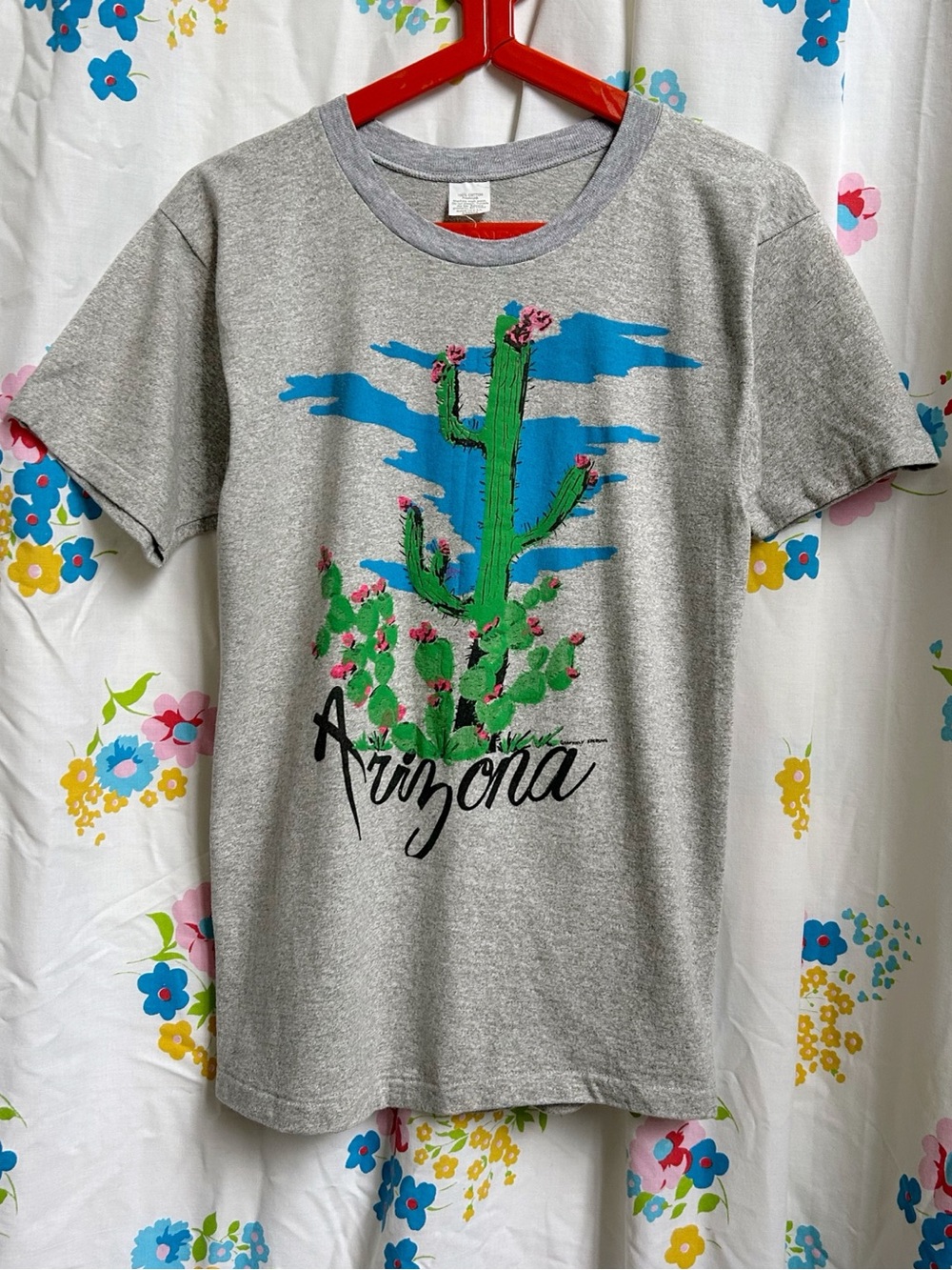 80s vintage Arizona Cactus T-shirt Single Stitch Desert Grey USA Nature